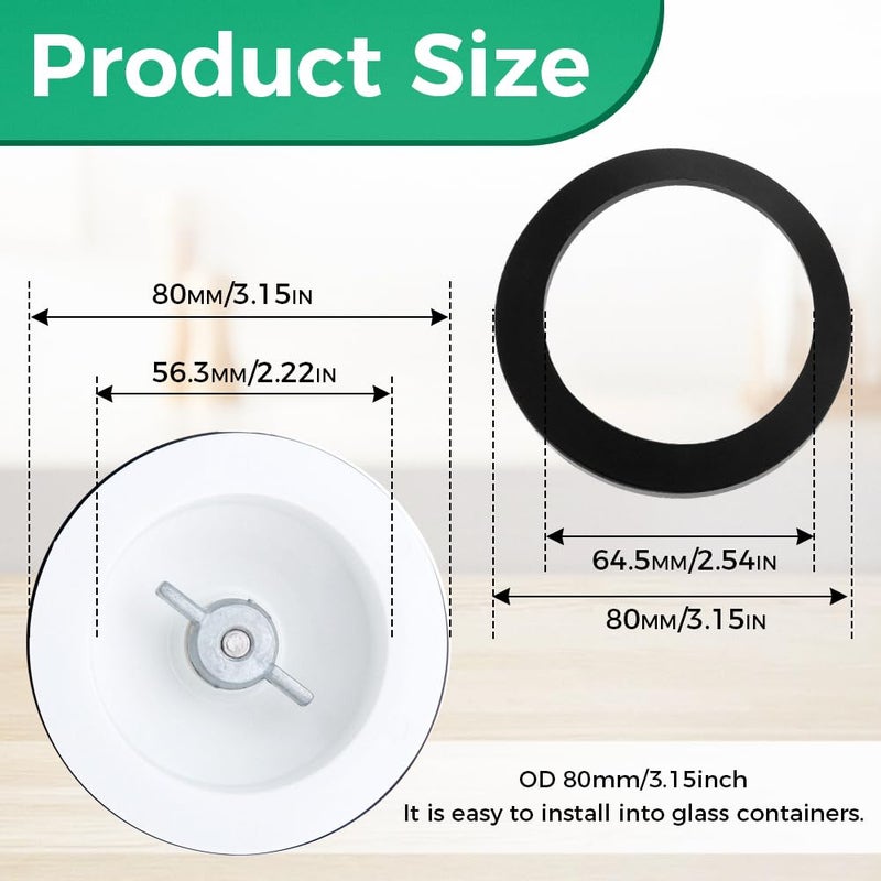 DRELD 4 Leaf Blender Blade with Rubber Gasket Seal Ring, Replace KSBGCB 9704267 9706716 PS11746926, 4KSB5BK4, 4KSB5BU4, Replacement for Kitchenaid - Image 2